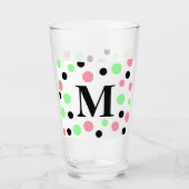 Monogram Pink Green Black Polka Dots タンブラーグラス (正面)
