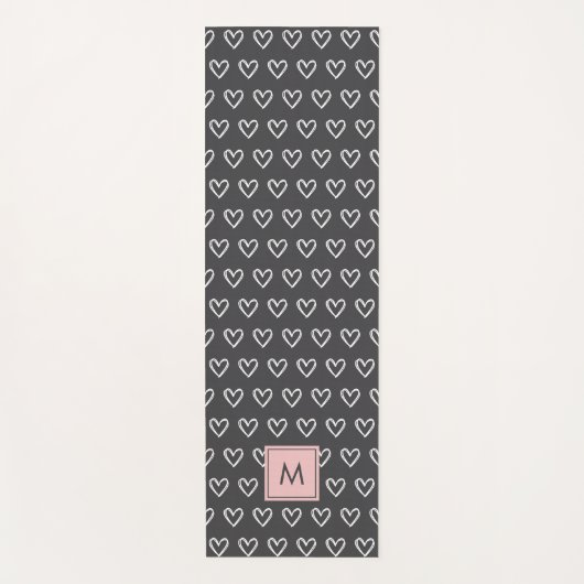Monogram Pink Heart Pattern  ヨガマット (正面)