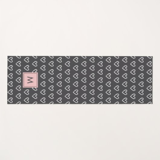 Monogram Pink Heart Pattern  ヨガマット (正面(横))