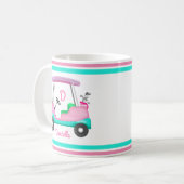 Monogram Pink Leather Elegant Golf Cart Name コーヒーマグカップ (正面左)