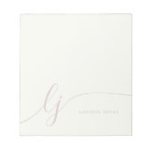Monogram Pink Modern Minimal Feminine Rose Ivory ノートパッド (正面)