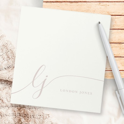 Monogram Pink Modern Minimal Feminine Rose Ivory ノートパッド