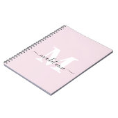 Monogram Pink Notebook Custom Initial & Name ノートブック (左側)