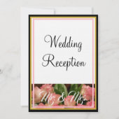 Monogram Pink Roses Wedding Mr. and Mrs. 招待状 (正面)
