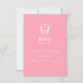 Monogram Pink RSVPカードの結婚ウェブサイト 出欠カード (正面)