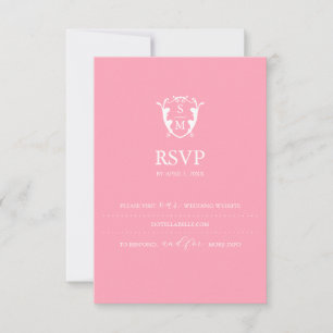 Monogram Pink RSVPカードの結婚ウェブサイト 出欠カード
