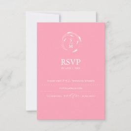Monogram Pink RSVPカードの結婚ウェブサイト 出欠カード