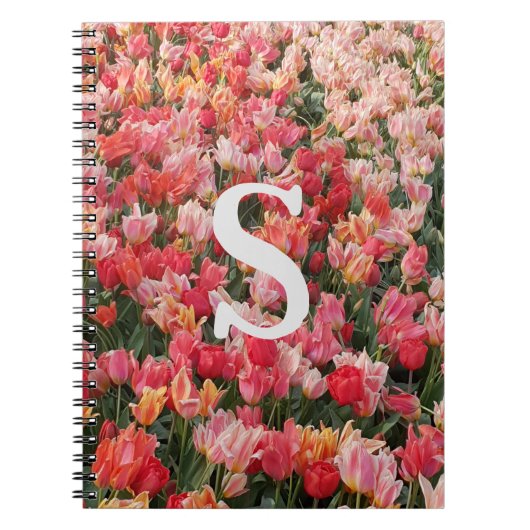 Monogram Pink Tulip Flower iPhone Case ノートブック (正面)