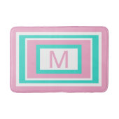 Monogram Pink Turquoise Geometric バスマット (正面)