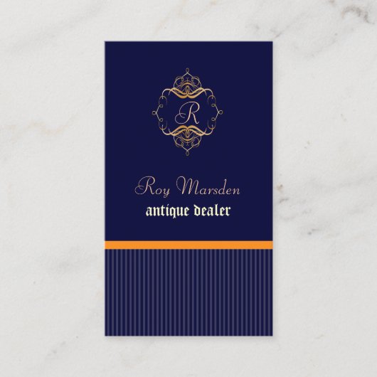 Monogram+pinstripes/DIY背景 名刺 (正面)