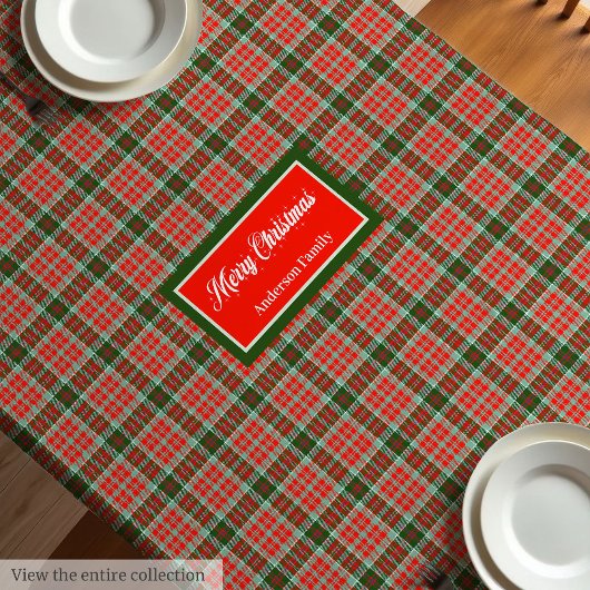 Monogram Plaid Tablecloth Red Green Christmas Chic テーブルクロス