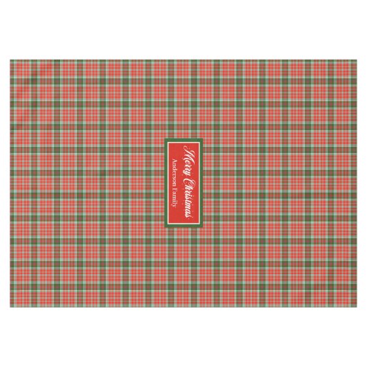 Monogram Plaid Tablecloth Red Green Christmas Chic テーブルクロス (正面(横))