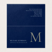 Monogram Plain Dark Blue Trendy Business Card 名刺 (外部フラット)