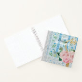 Monogram Pretty vintage floral background Blue ノートブック (内部)
