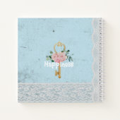 Monogram Pretty vintage floral background Blue ノートブック (裏面)