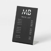 Monogram Price List Service Minimalist Black 台座サイン (正面)
