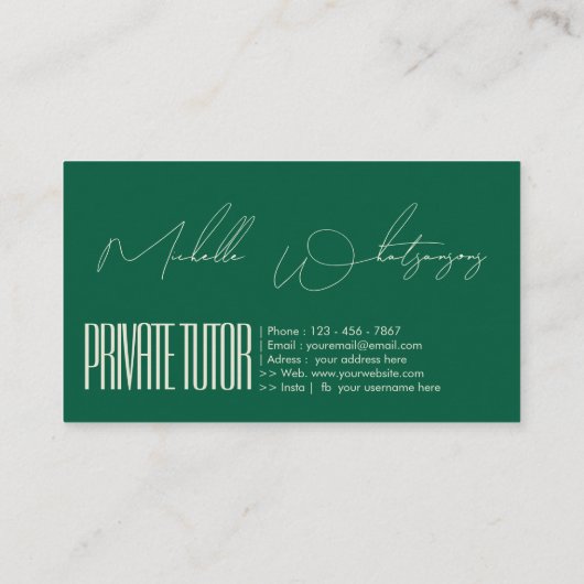 Monogram PRIVATE TUTOR modern script 名刺 (裏面)