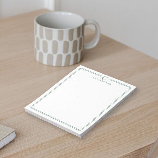 Monogram Professional Dark Green Border Stationery ノートパッド