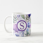Monogram Purple Floral コーヒーマグカップ (左)