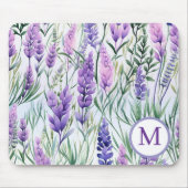 Monogram Purple Lavender Flower Field マウスパッド (正面)