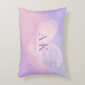 Monogram Purple Pink Gradient Heart アクセントクッション (正面(垂直))