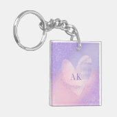 Monogram Purple Pink Gradient Heart  キーホルダー (正面左)