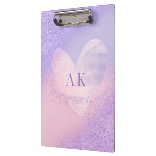 Monogram Purple Pink Gradient Heart  クリップボード (左)
