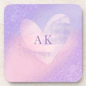 Monogram Purple Pink Gradient Heart  コースター (正面)
