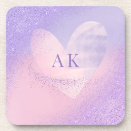 Monogram Purple Pink Gradient Heart  コースター
