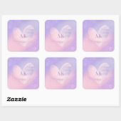 Monogram Purple Pink Gradient Heart スクエアシール (シート)