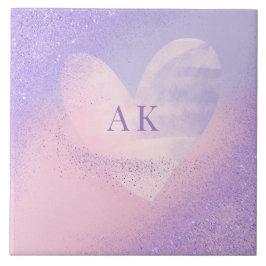 Monogram Purple Pink Gradient Heart  タイル