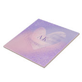 Monogram Purple Pink Gradient Heart  タイル (側面)