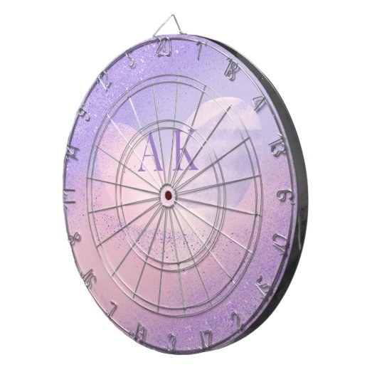 Monogram Purple Pink Gradient Heart ダーツボード (正面右)