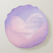 Monogram Purple Pink Gradient Heart ラウンドクッション (裏面)