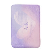 Monogram Purple Pink Gradient Heart Bath Mat バスマット (正面縦)
