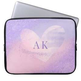 Monogram Purple Pink Gradient Heart Laptop Sleeve ラップトップスリーブ