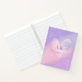 Monogram Purple Pink Gradient Heart Notebook ノートブック (内部)