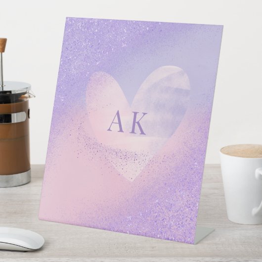 Monogram Purple Pink Gradient Heart Notebook 台座サイン (インサイチュ)