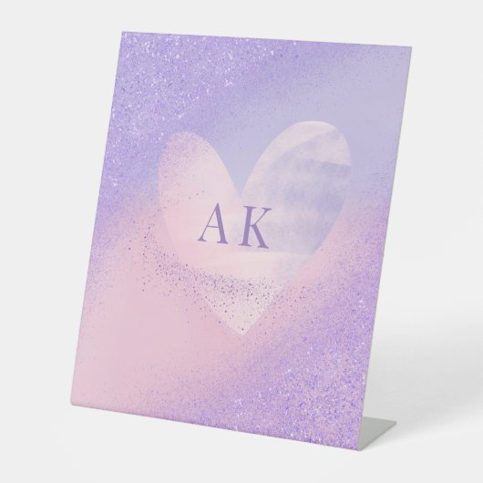 Monogram Purple Pink Gradient Heart Notebook 台座サイン (正面)