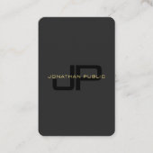 Monogram QR Code Template Black And Gold European 名刺 (正面)