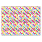 Monogram Rainbow Diagonal Lines Pattern Pop Art テーブルクロス (正面(横))