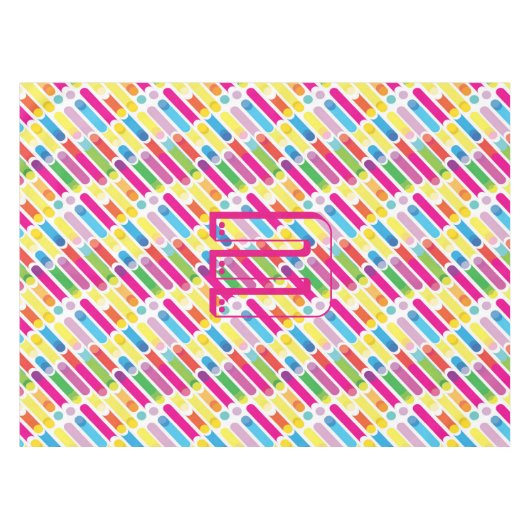 Monogram Rainbow Diagonal Lines Pattern Pop Art テーブルクロス (正面(横))
