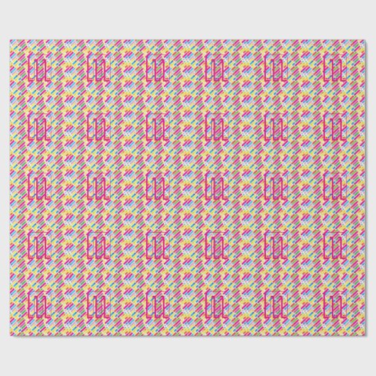 Monogram Rainbow Diagonal Lines Pattern Pop Art ラッピングペーパー (フラット)