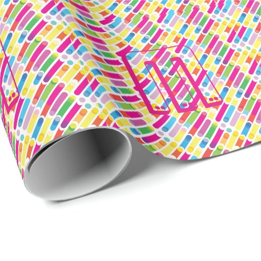 Monogram Rainbow Diagonal Lines Pattern Pop Art ラッピングペーパー (ロールコーナー)