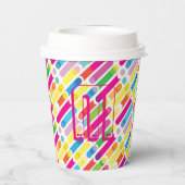 Monogram Rainbow Diagonal Lines Pattern Pop Art 紙コップ (裏面)