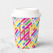 Monogram Rainbow Diagonal Lines Pattern Pop Art 紙コップ (正面)