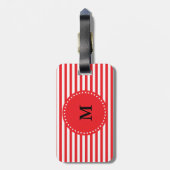 Monogram Red and White Stripes Pattern ラゲッジタグ (裏面縦)