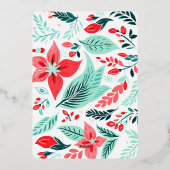 Monogram Red Bow Wreath Green Christmas  箔シーズンカード (裏面)