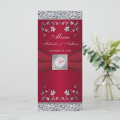 Monogram Red, Silver Foil-LOOKフローラ・メニュー・カード メニュー (スタンド正面)