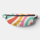 Monogram Retro Colorful Wavy Stripes Fanny Pack ファニーパック (レイダウン)